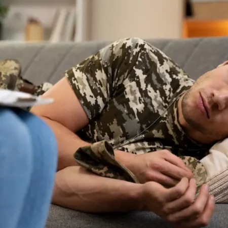 Young soldier affected by ptsd effect