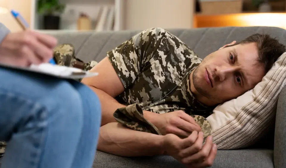 Young soldier affected by ptsd effect