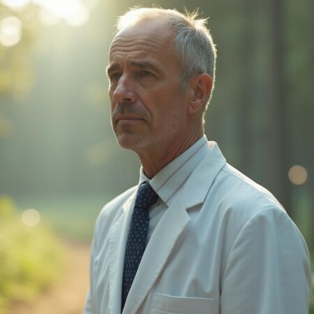 professional clinical evaluator — editorial photograph, wide landscape composition