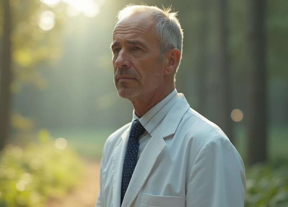 professional clinical evaluator — editorial photograph, wide landscape composition